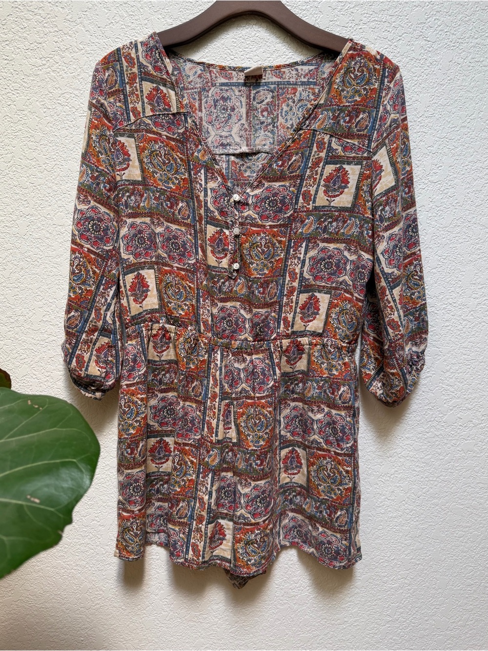 Wild Pearl Paisley Patchwork Romper Size M